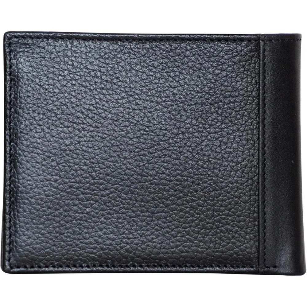 Nautica Men's Bifold Leather Wallet Black RFID Blocking ID Window Card Slots